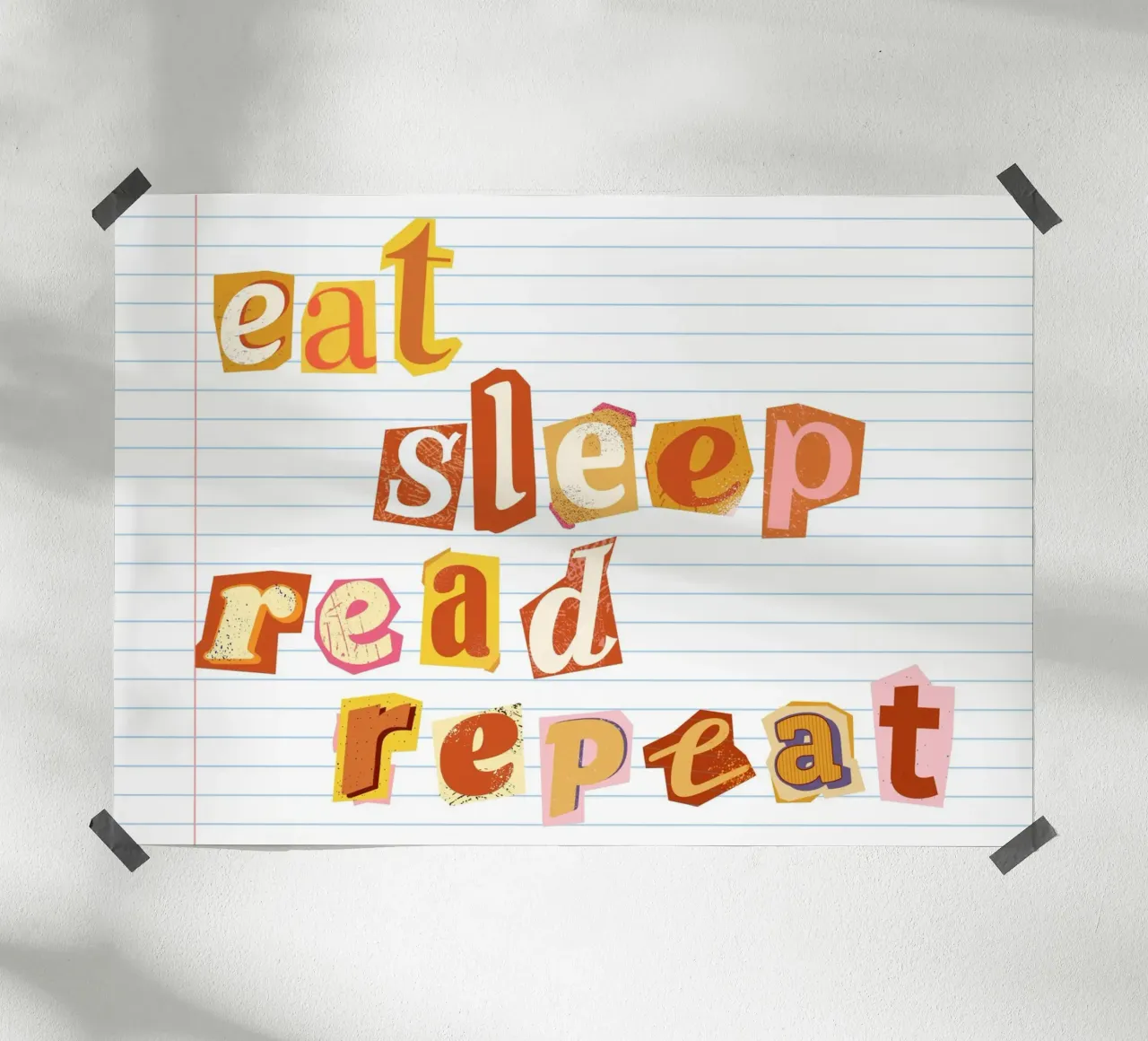 Poster in stile "Eat Sleep Read Repeat" (Mangiare, dormire, leggere, ripetere) poster da vintagepod