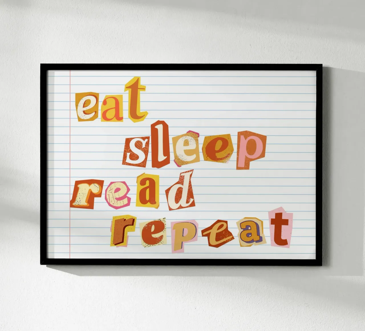Poster in stile "Eat Sleep Read Repeat" (Mangiare, dormire, leggere, ripetere) poster da vintagepod