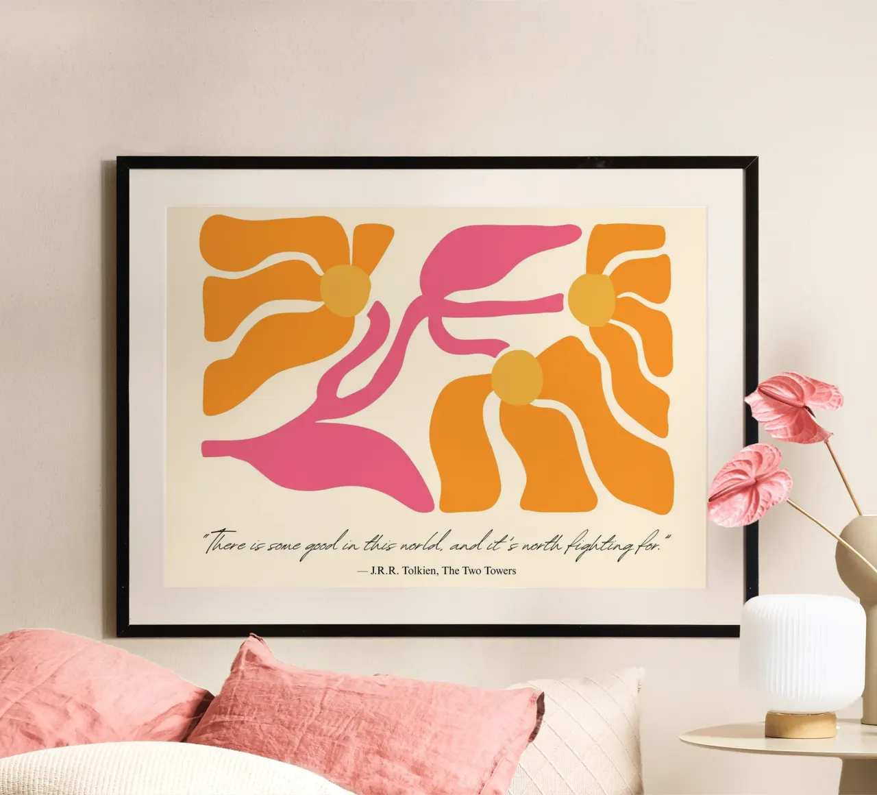 Tolkien "De Twee Torens" Abstract Bloemen Poster poster van vintagepod
