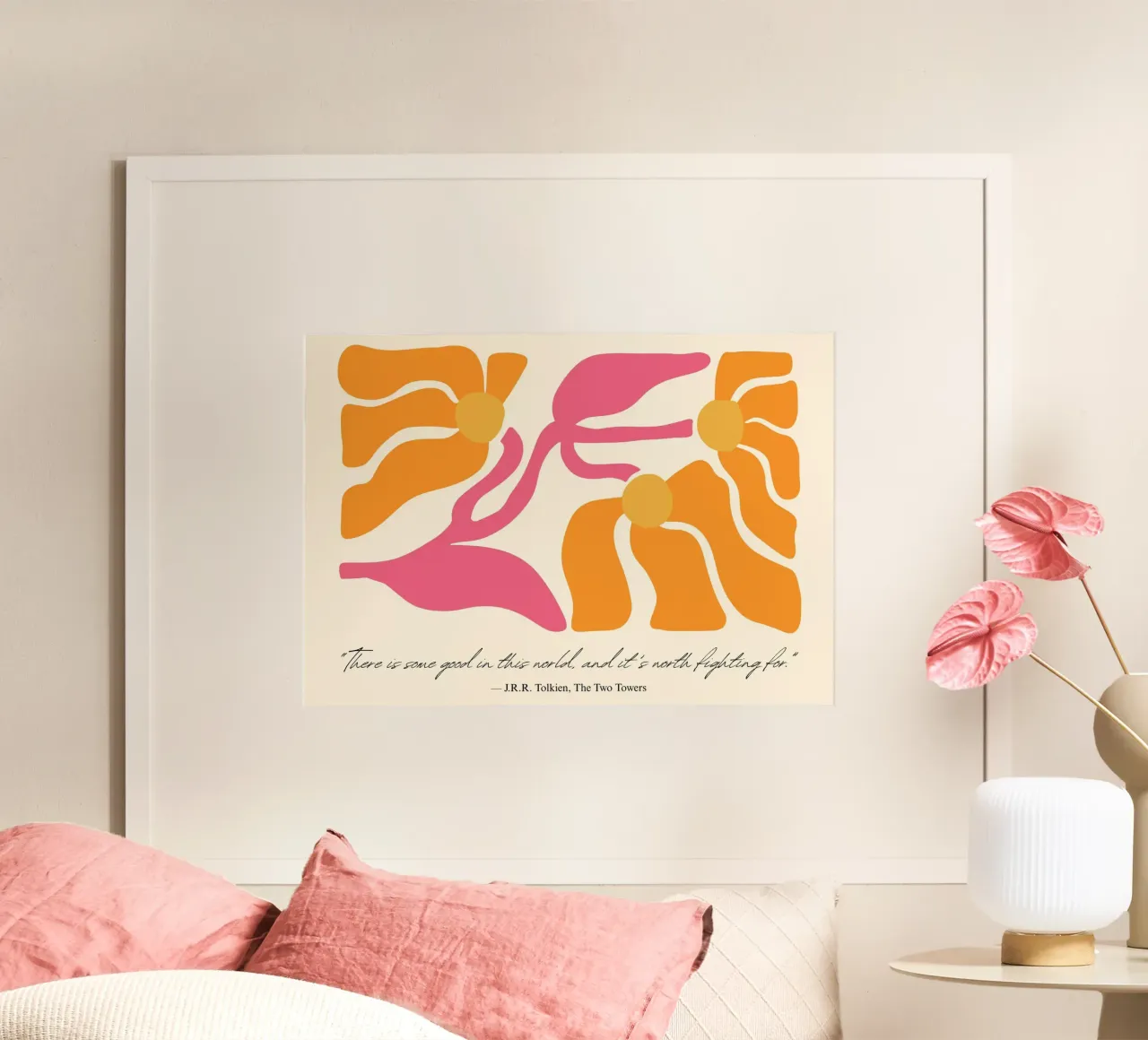 Tolkien "De Twee Torens" Abstract Bloemen Poster poster van vintagepod