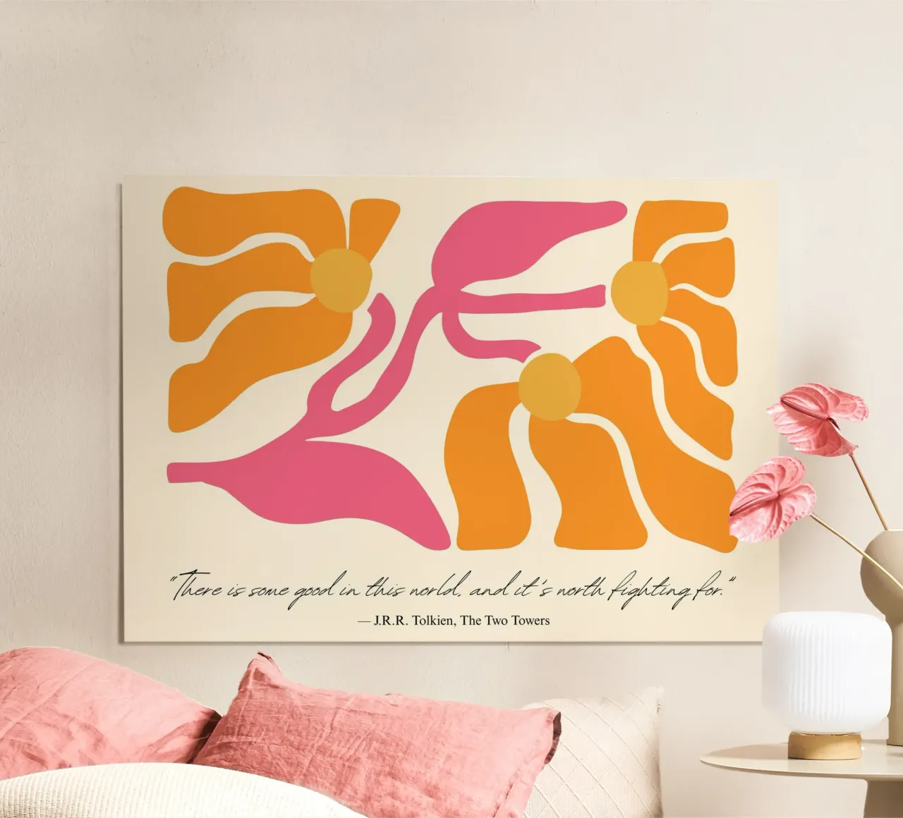Tolkien "De Twee Torens" Abstract Bloemen Poster poster van vintagepod