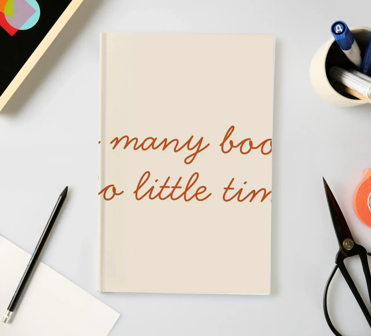 "So Many Books So Little Time" Minimalist Script Poster notebook by vintagepod
