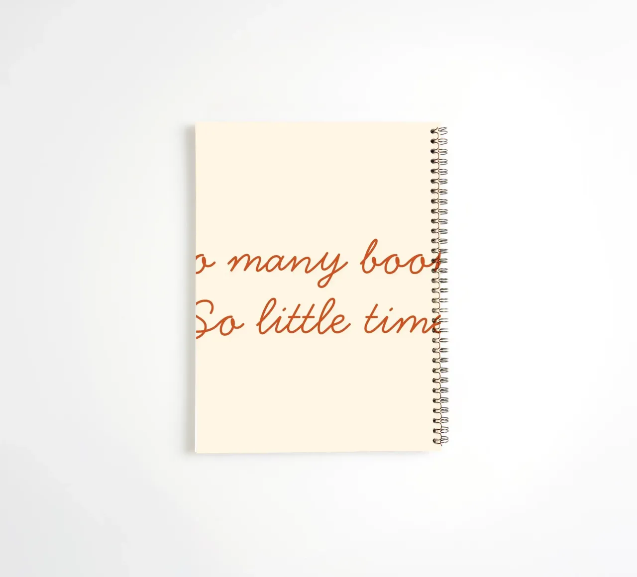 "So Many Books So Little Time" Minimalist Script Poster spiral notebook by vintagepod