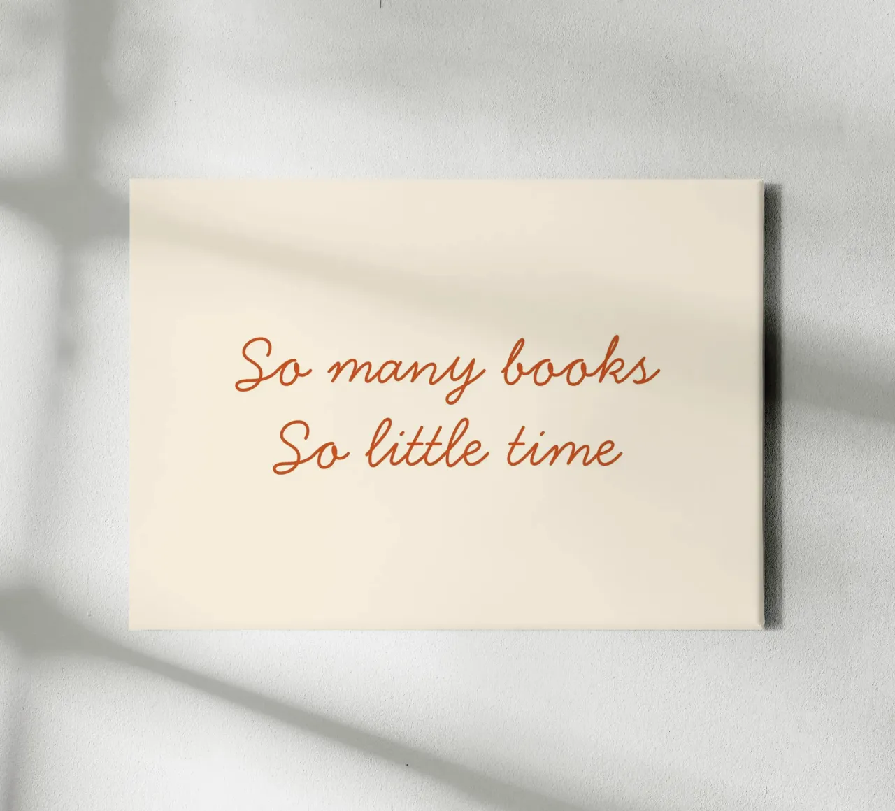"So Many Books So Little Time" Minimalist Script Poster canvas with Floater frame by vintagepod
