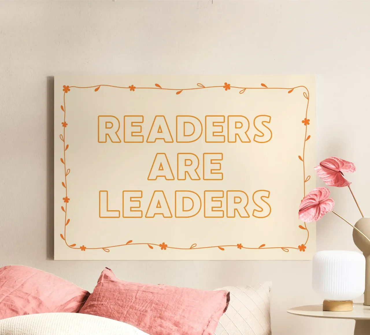 "Poster floreale minimalista "I lettori sono i leader tela con Cornice a cassetta da vintagepod