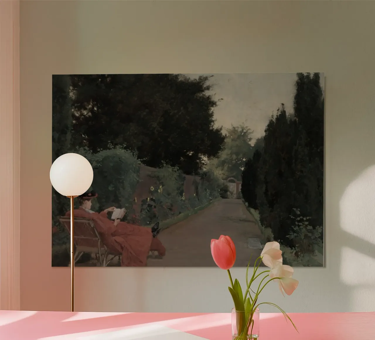 Poster impressionista Alfred Parsons Garden Reading poster da vintagepod
