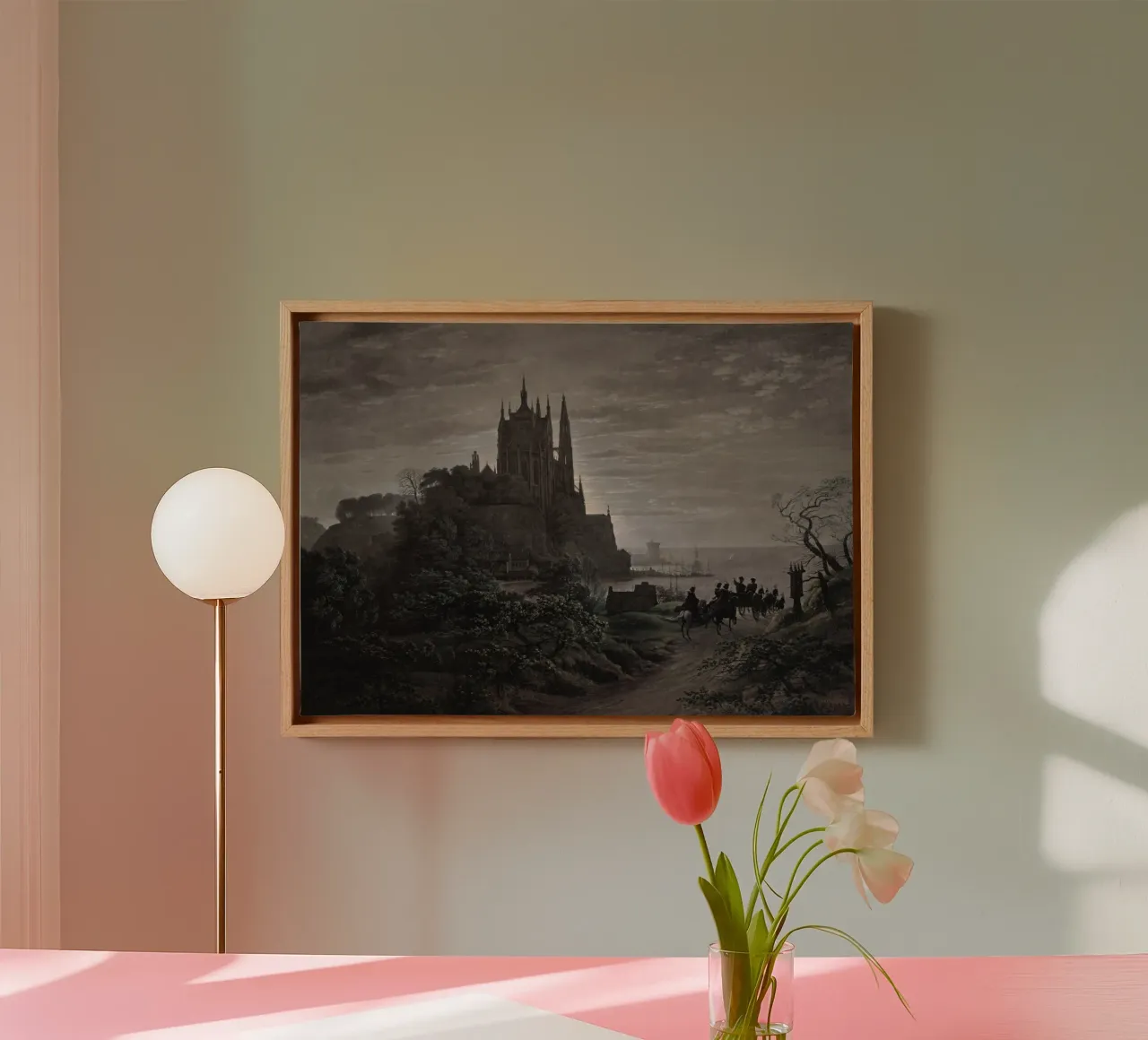 Caspar David Friedrich Gotisch Kasteel Romantiek Kunst canvas met Baklijst van vintagepod