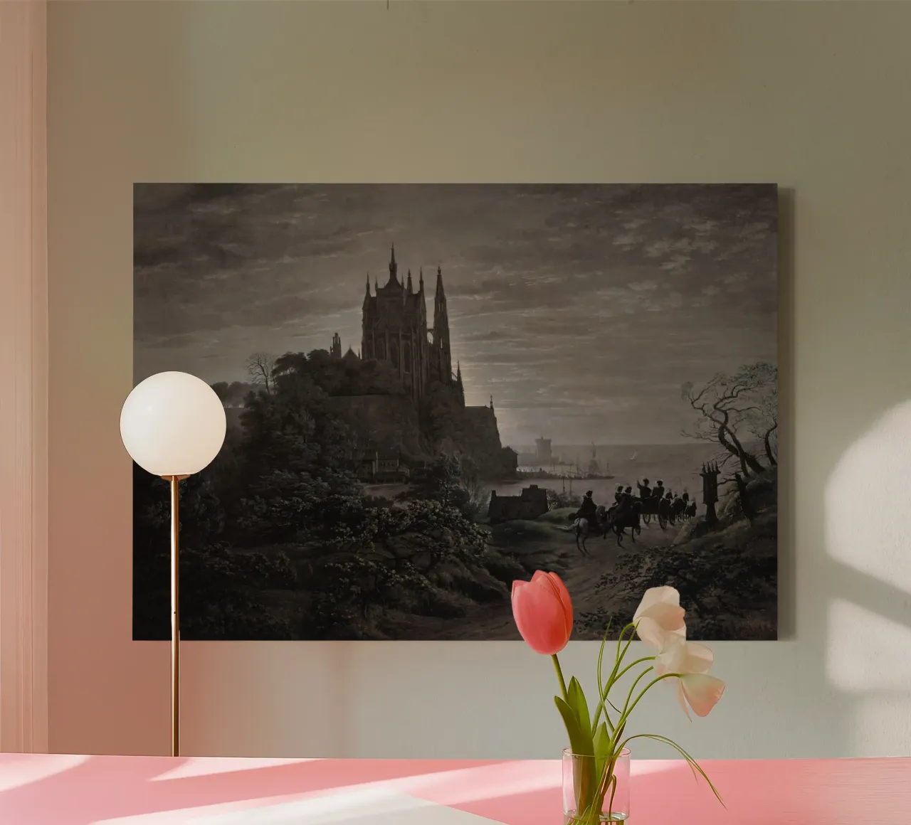 Caspar David Friedrich Gotisch Kasteel Romantiek Kunst canvas met Baklijst van vintagepod
