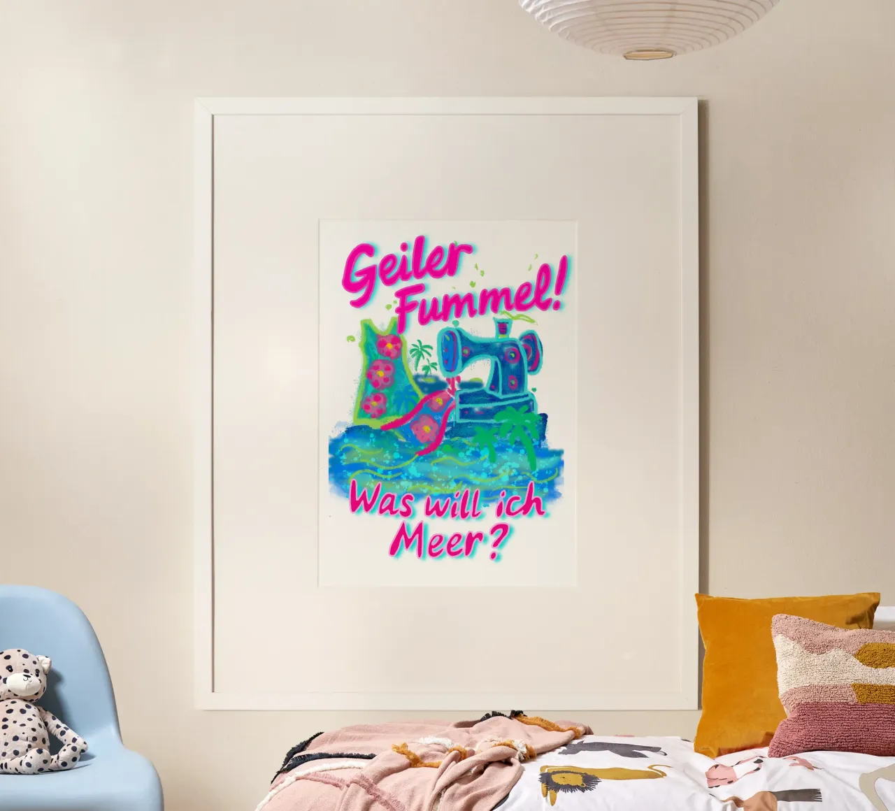 Geiler Fummel- Was will ich Meer? poster con telaio in legno da Miris bunte Modewelt