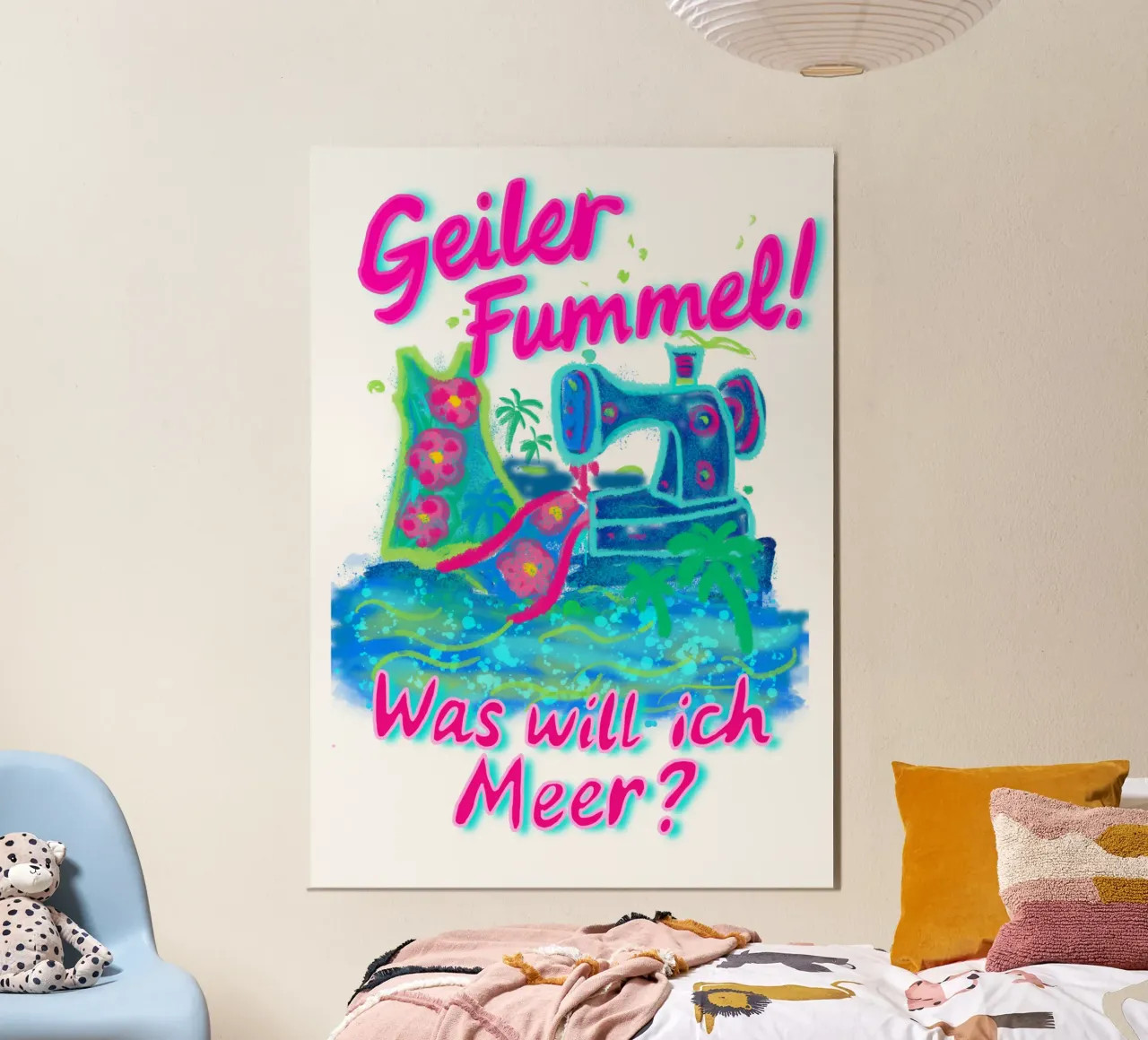 Geiler Fummel- Was will ich Meer? poster con telaio in legno da Miris bunte Modewelt