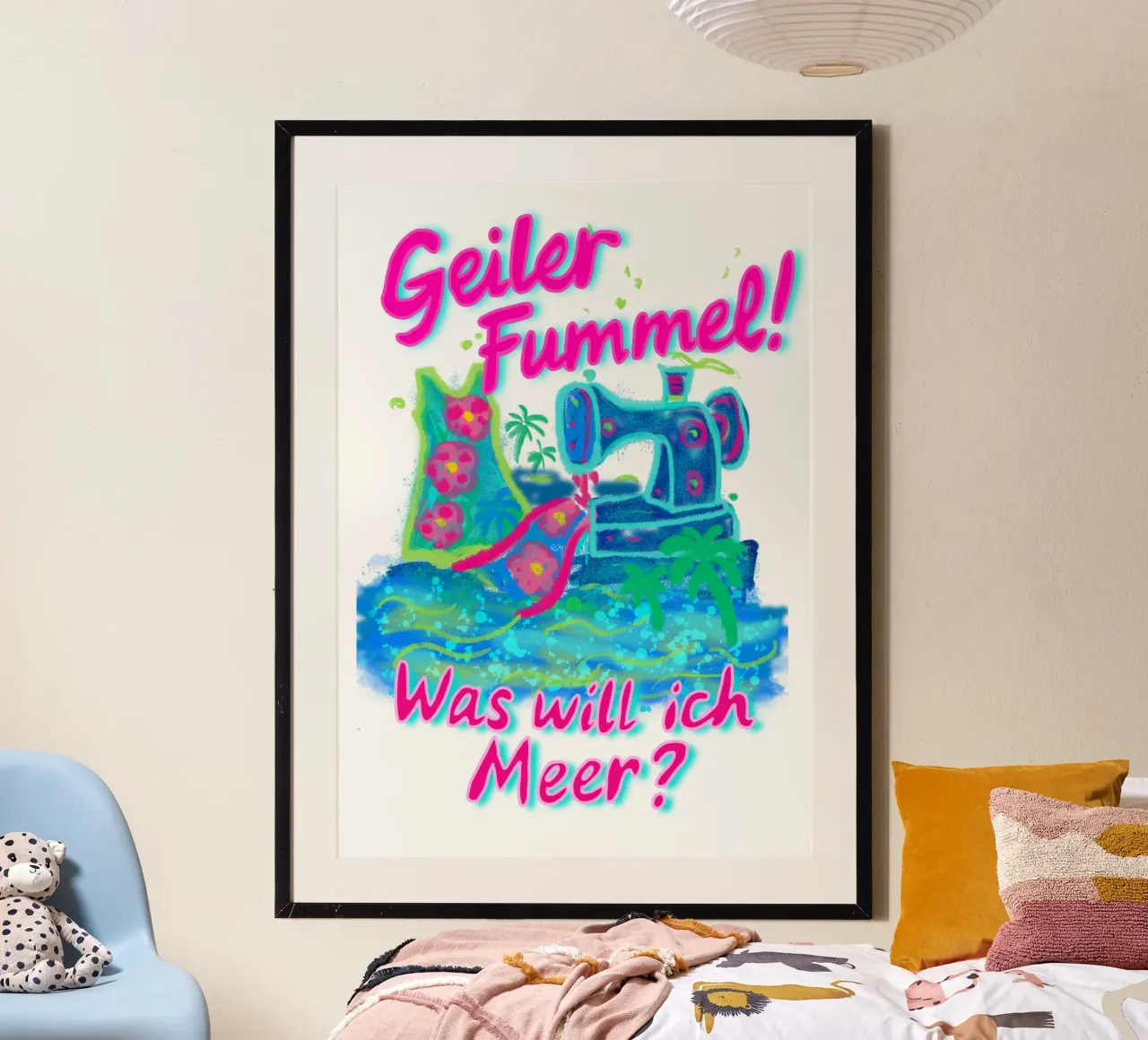 Geiler Fummel- Was will ich Meer? poster con telaio in legno da Miris bunte Modewelt