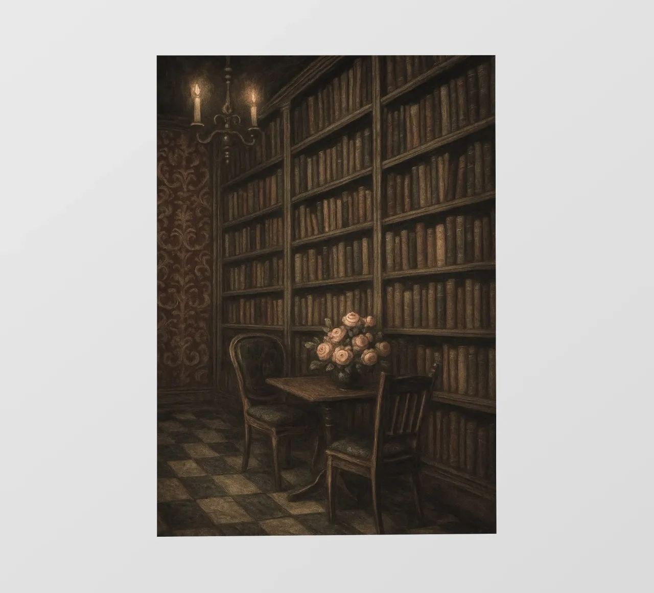 Poster d'epoca di Library Dark Academia Moody telo in pvc da vintagepod