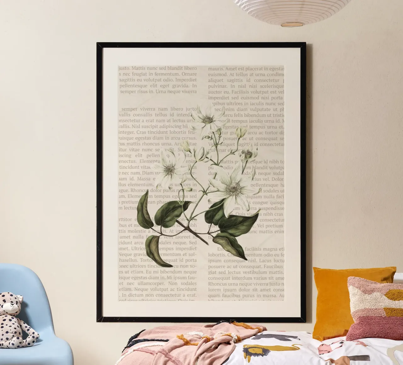 Illustrazione botanica d'epoca su pagina di libro Poster poster con telaio in legno da vintagepod