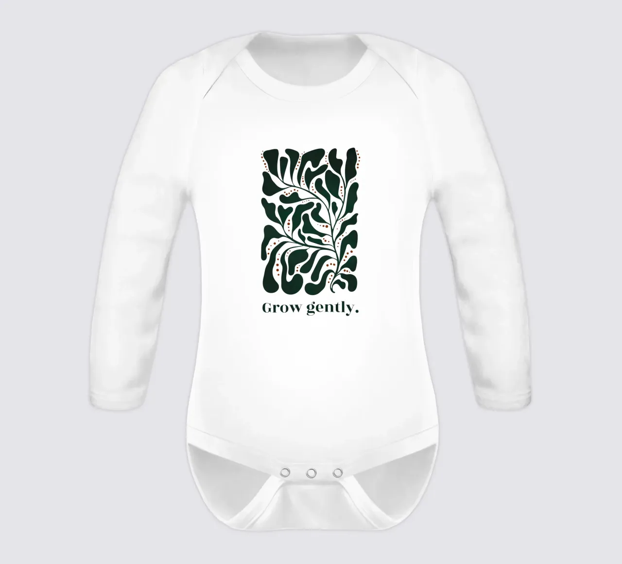 Grow Gently - Minimalist Botanical Art Print long-sleeve baby romper by Dream Print Designs
