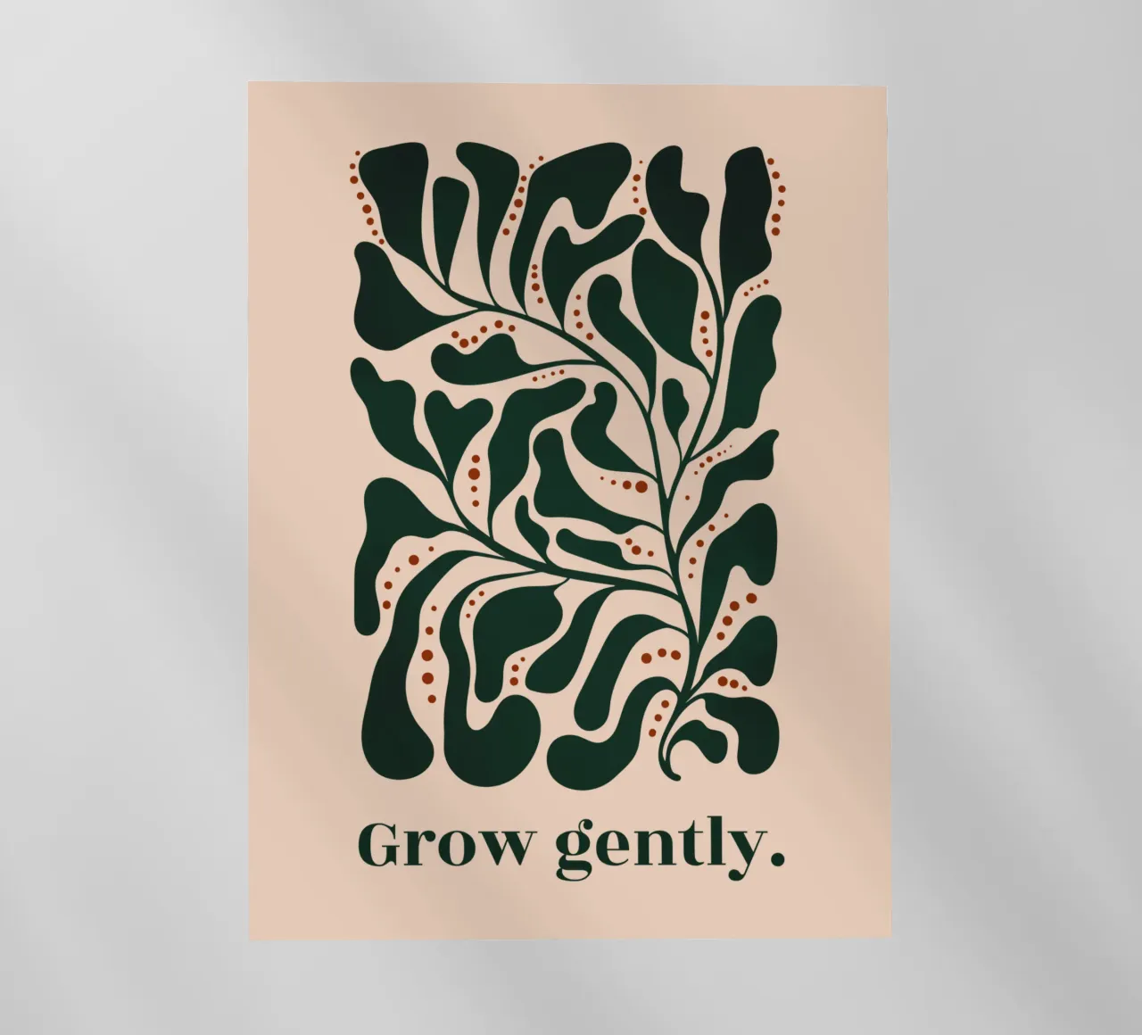 Grow Gently - Minimalist Botanical Art Print backlit film by Dream Print Designs
