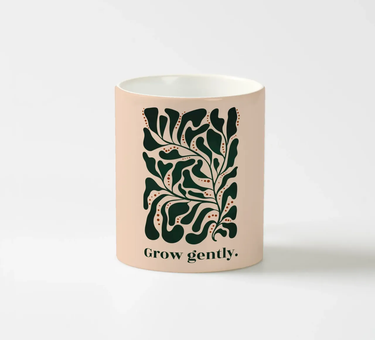 Grow Gently - Minimalist Botanical Art Print ceramic mug by Dream Print Designs