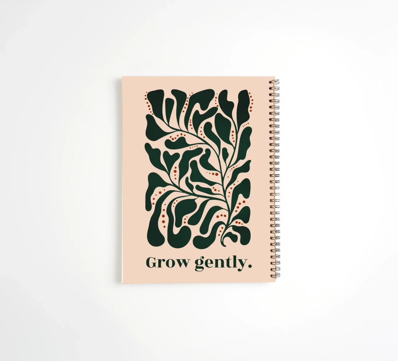 Grow Gently - Minimalist Botanical Art Print spiral notebook by Dream Print Designs