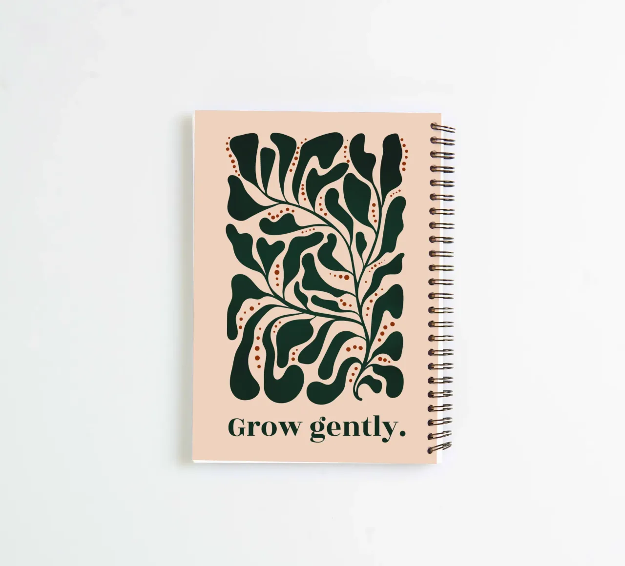Grow Gently - Minimalist Botanical Art Print spiral notebook by Dream Print Designs