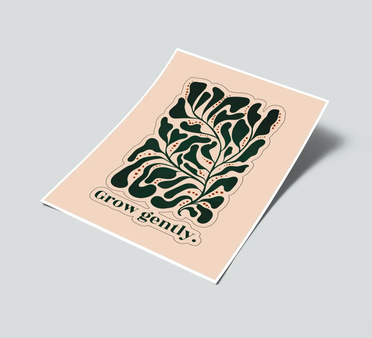 Grow Gently - Minimalist Botanical Art Print sticker sheet by Dream Print Designs
