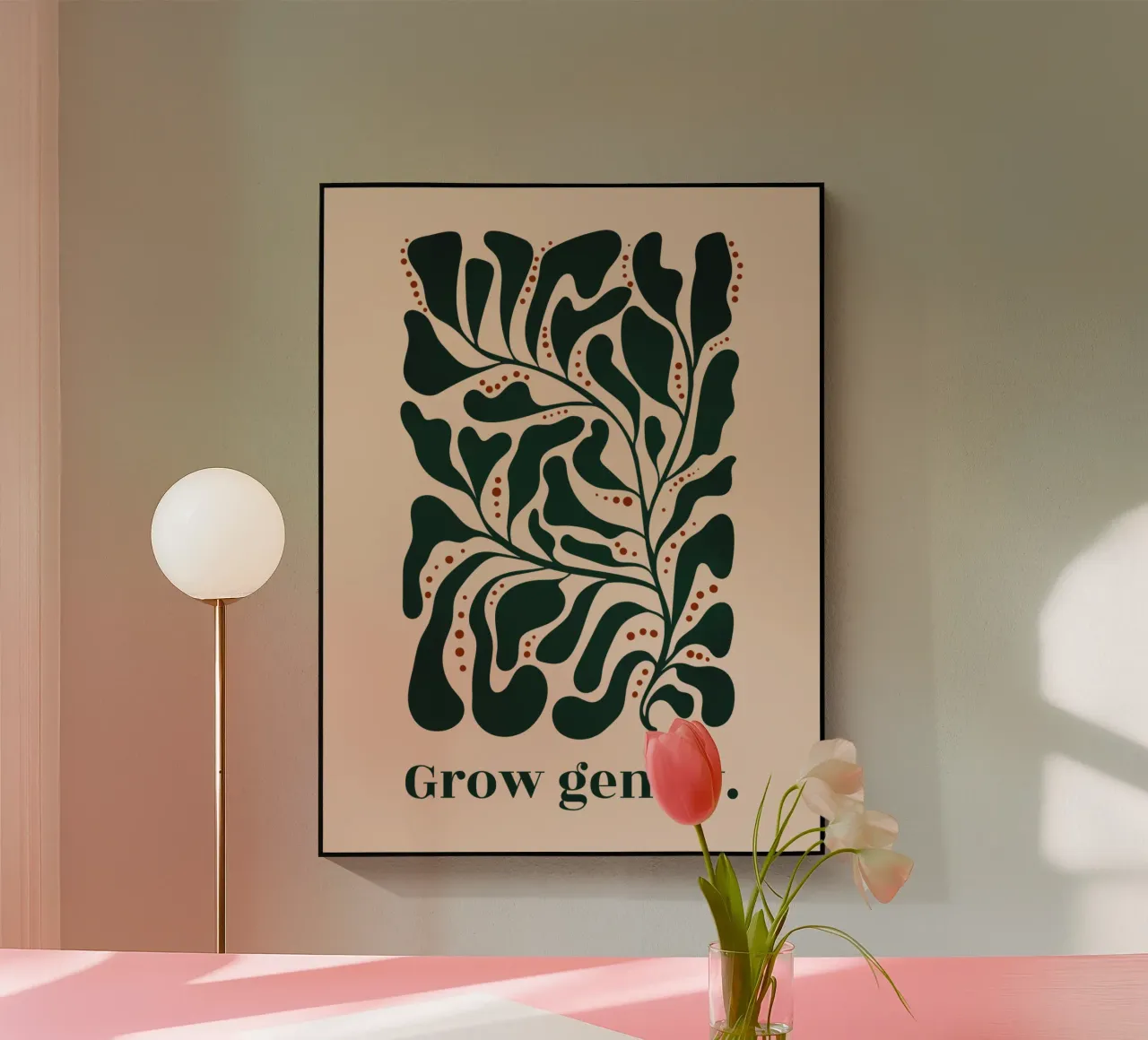 Grow Gently - Minimalist Botanical Art Print acrylic glass by Dream Print Designs
