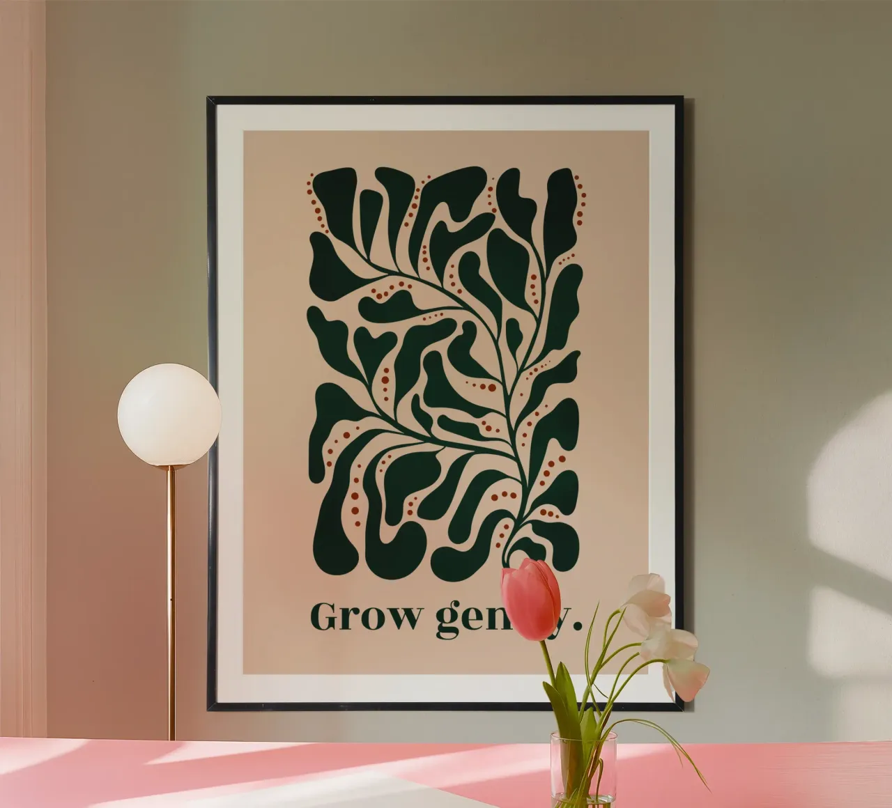 Grow Gently - Minimalist Botanical Art Print poster by Dream Print Designs