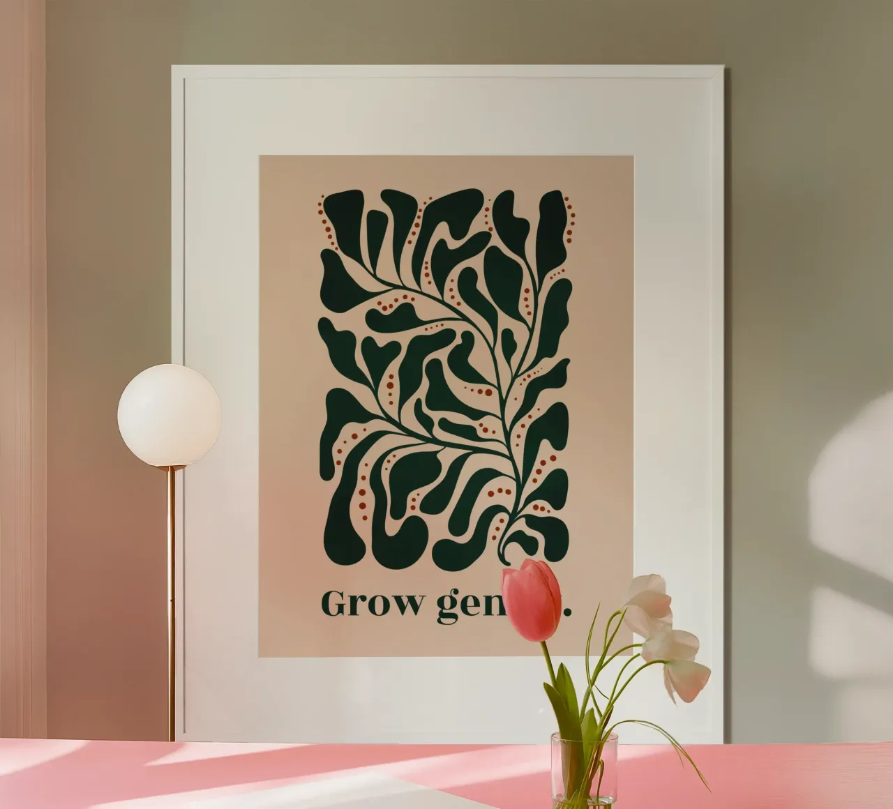 Grow Gently - Minimalist Botanical Art Print poster by Dream Print Designs