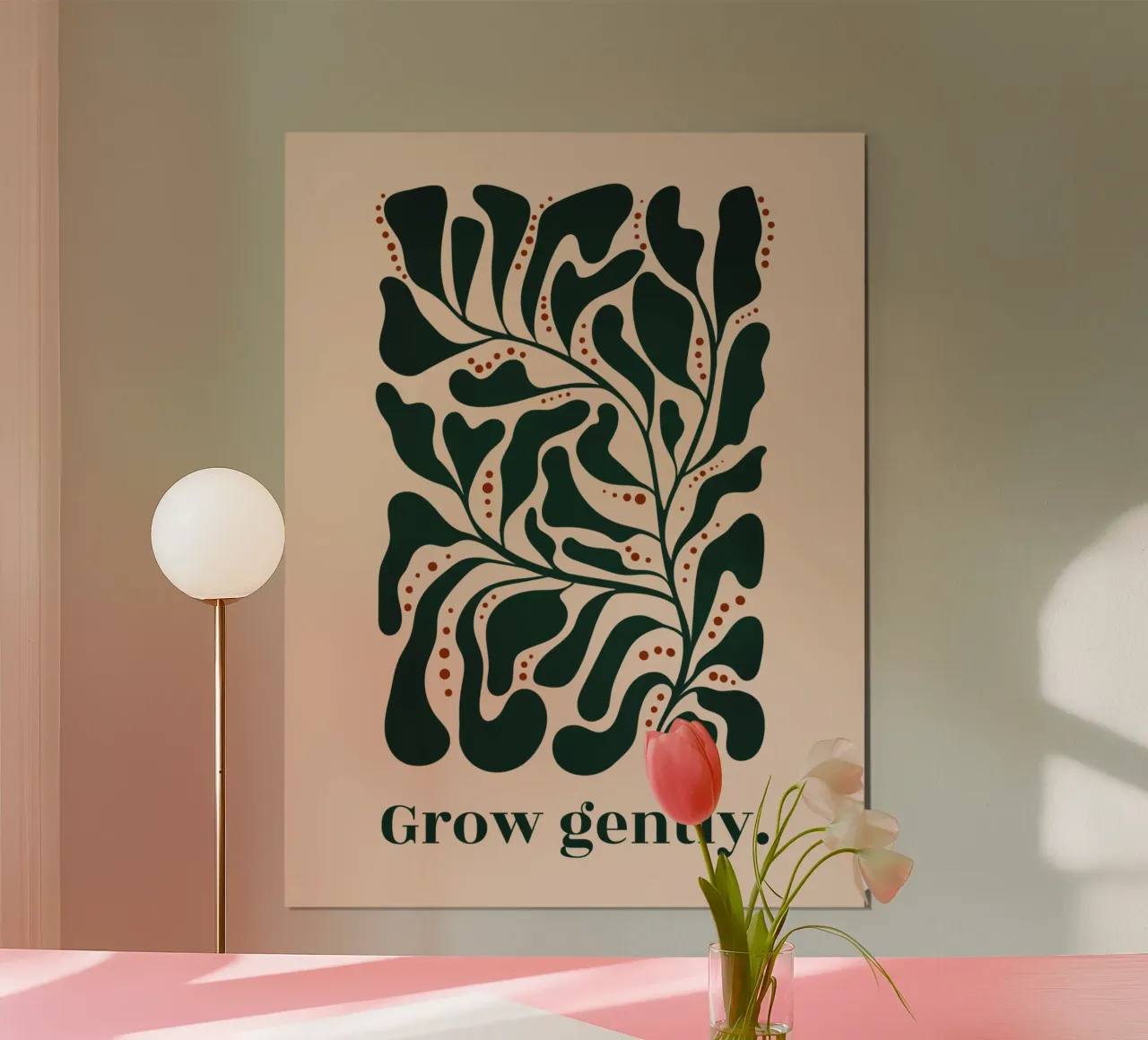 Grow Gently - Minimalist Botanical Art Print poster by Dream Print Designs