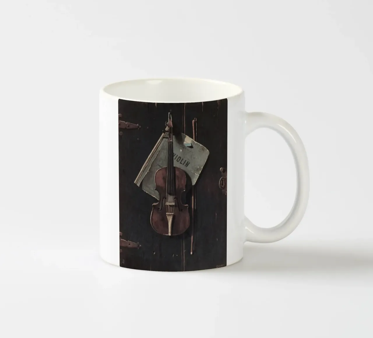 William Harnett Violino Trompe-l'Oeil Natura morta tazza in ceramica da vintagepod