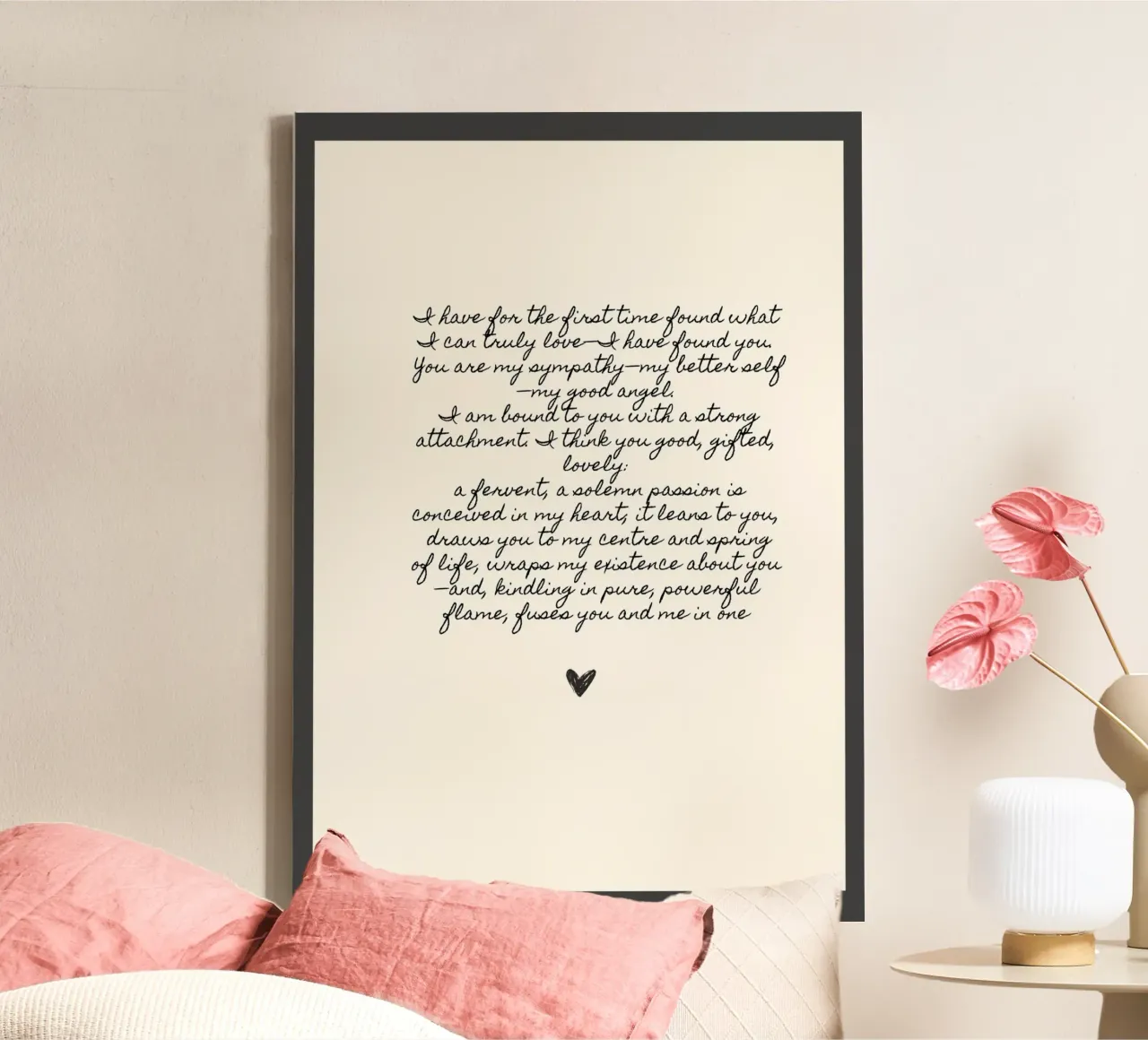 Charlotte Brontë Jane Eyre Liebe Zitat Poster Leinwand mit Schattenfugenrahmen von vintagepod