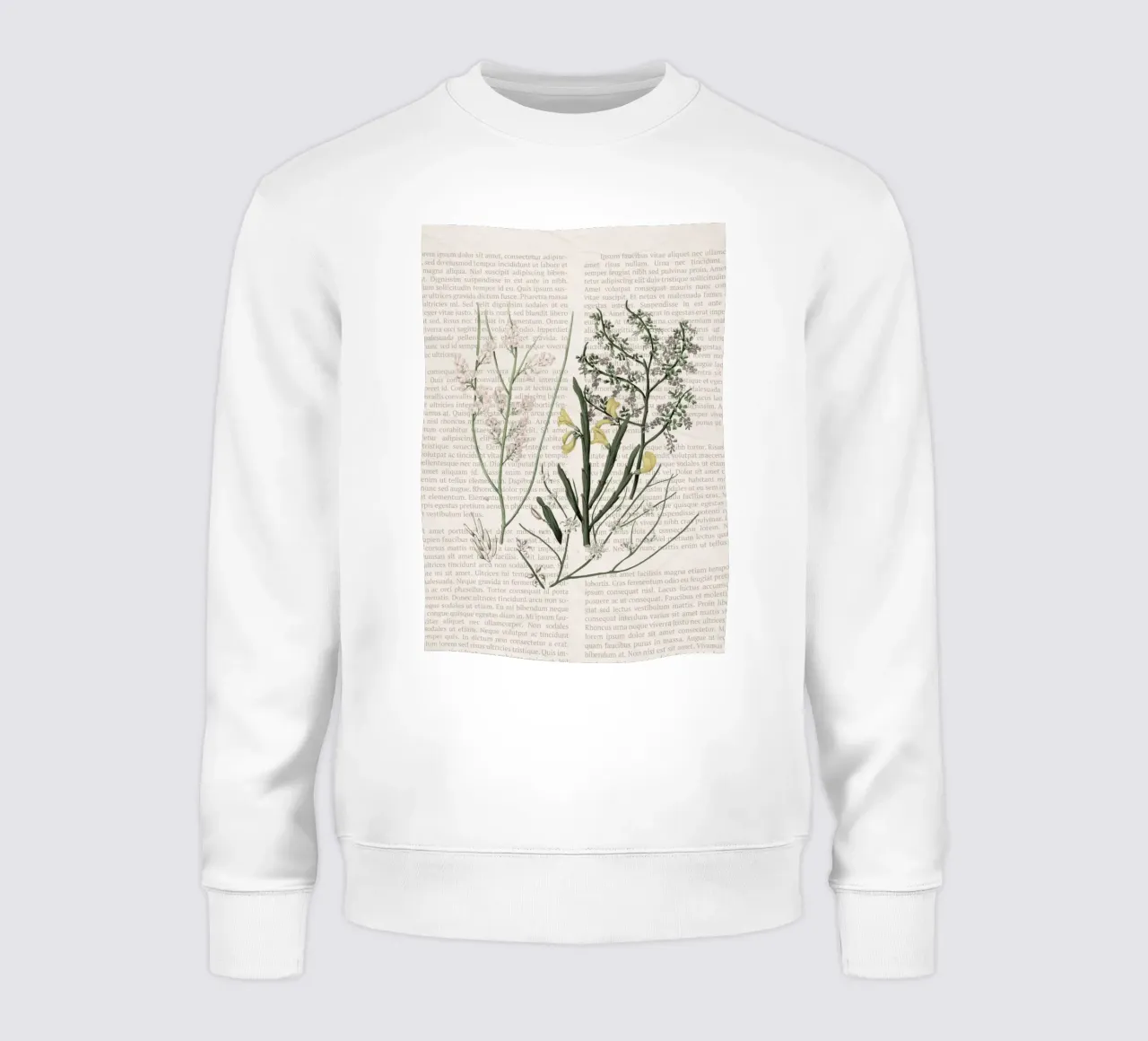 Poster botanico d'epoca su Iris e Baby's Breath felpa da vintagepod