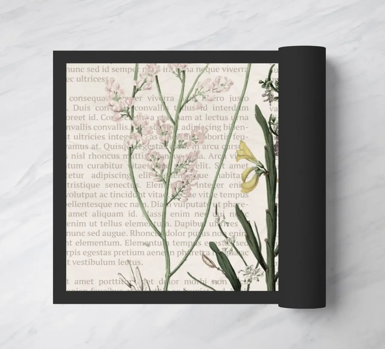 Poster botanico d'epoca su Iris e Baby's Breath zerbino da vintagepod