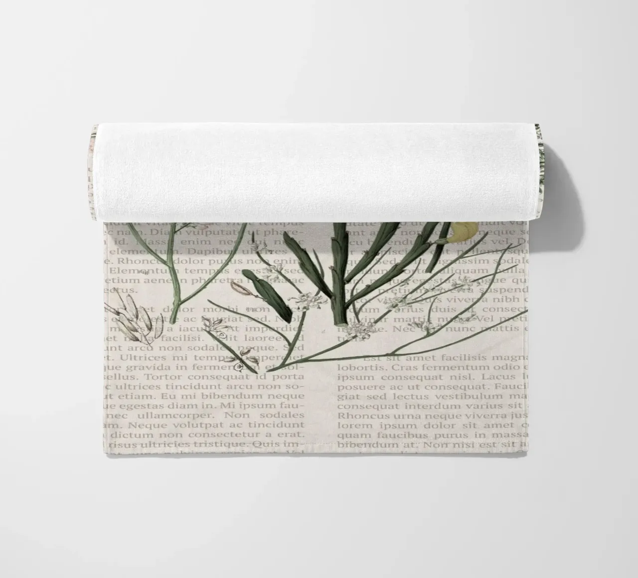 Poster botanico d'epoca su Iris e Baby's Breath telo mare da vintagepod
