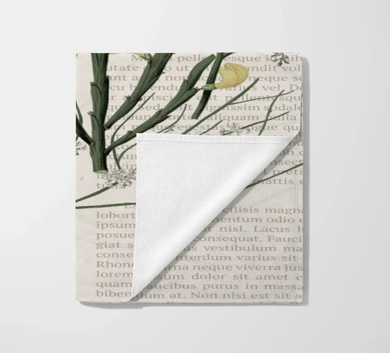 Poster botanico d'epoca su Iris e Baby's Breath telo mare da vintagepod
