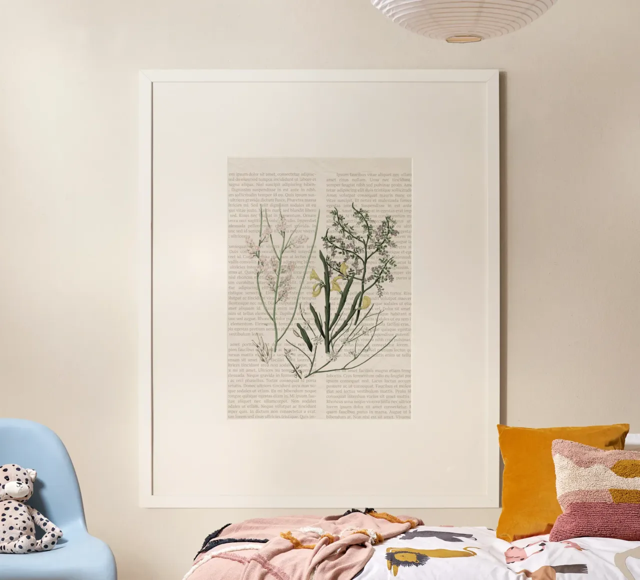Poster botanico d'epoca su Iris e Baby's Breath poster con telaio in alluminio da vintagepod