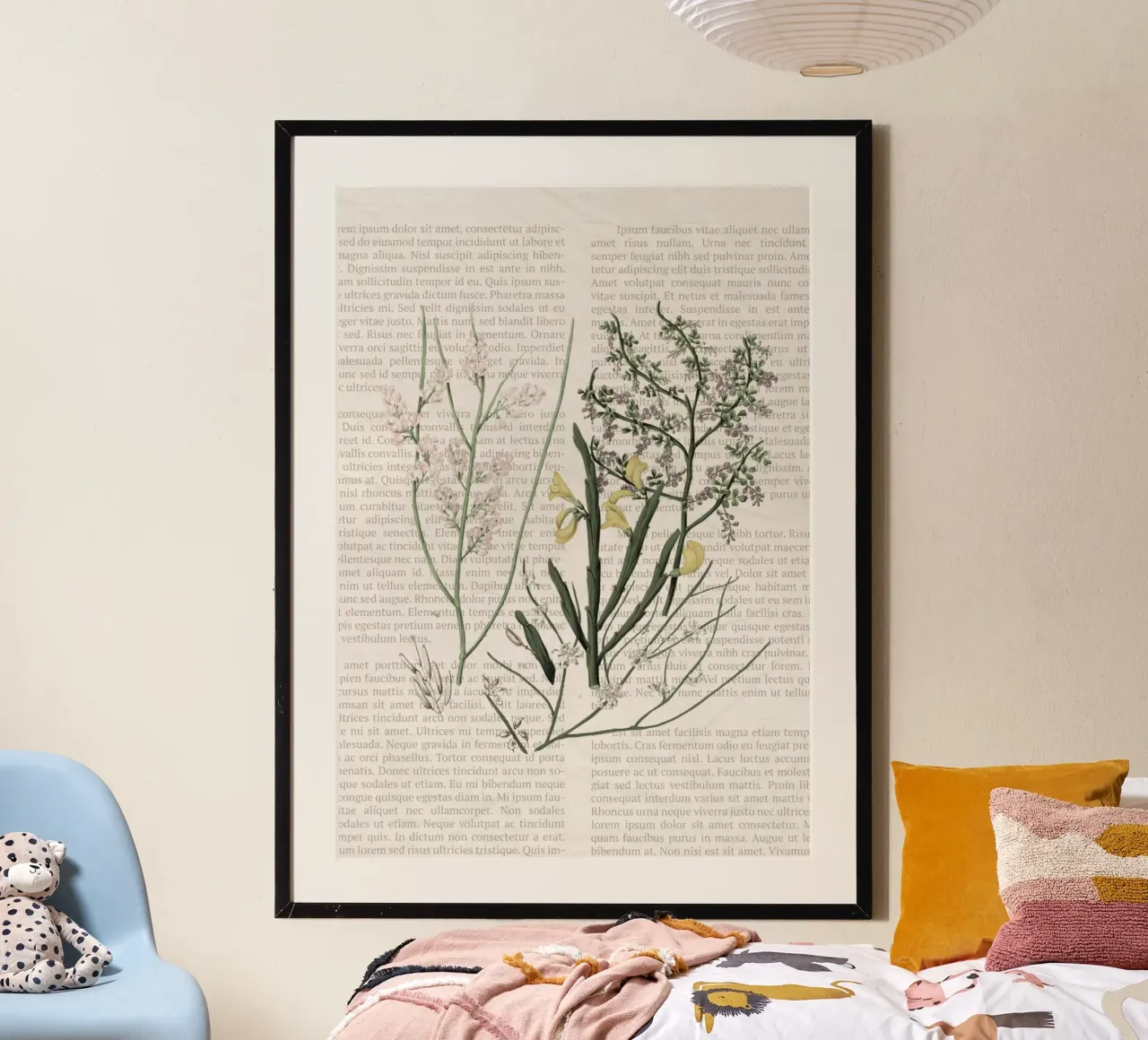 Poster botanico d'epoca su Iris e Baby's Breath poster con telaio in alluminio da vintagepod