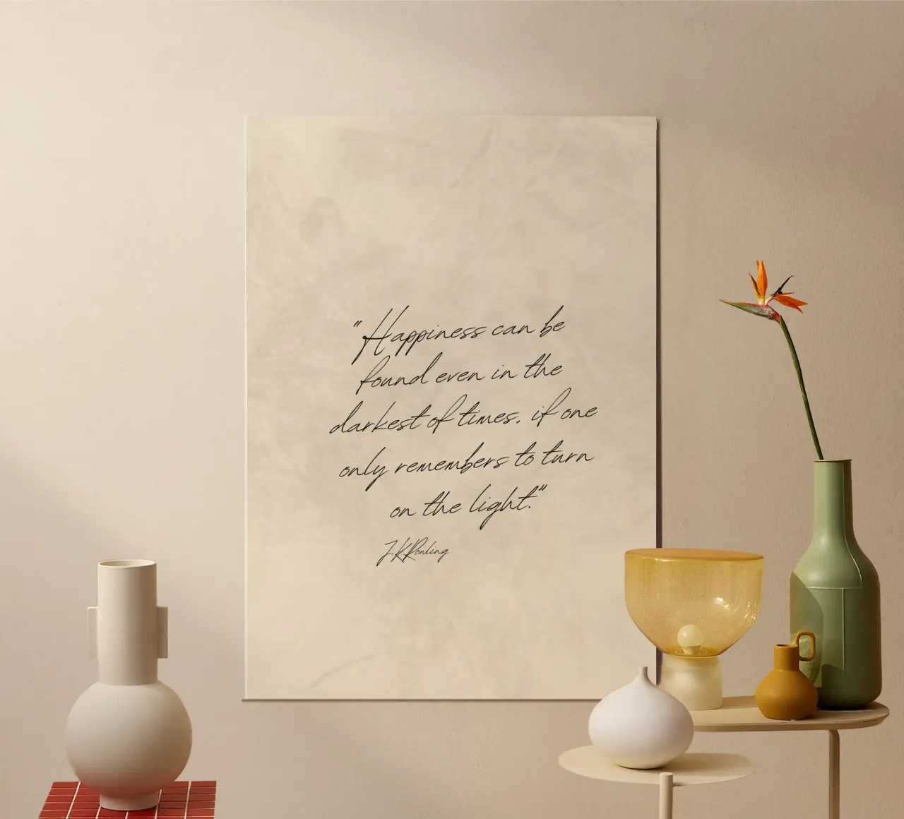 J.K. Rowling Felicità Citazione Dark Academia poster con telaio in legno da vintagepod