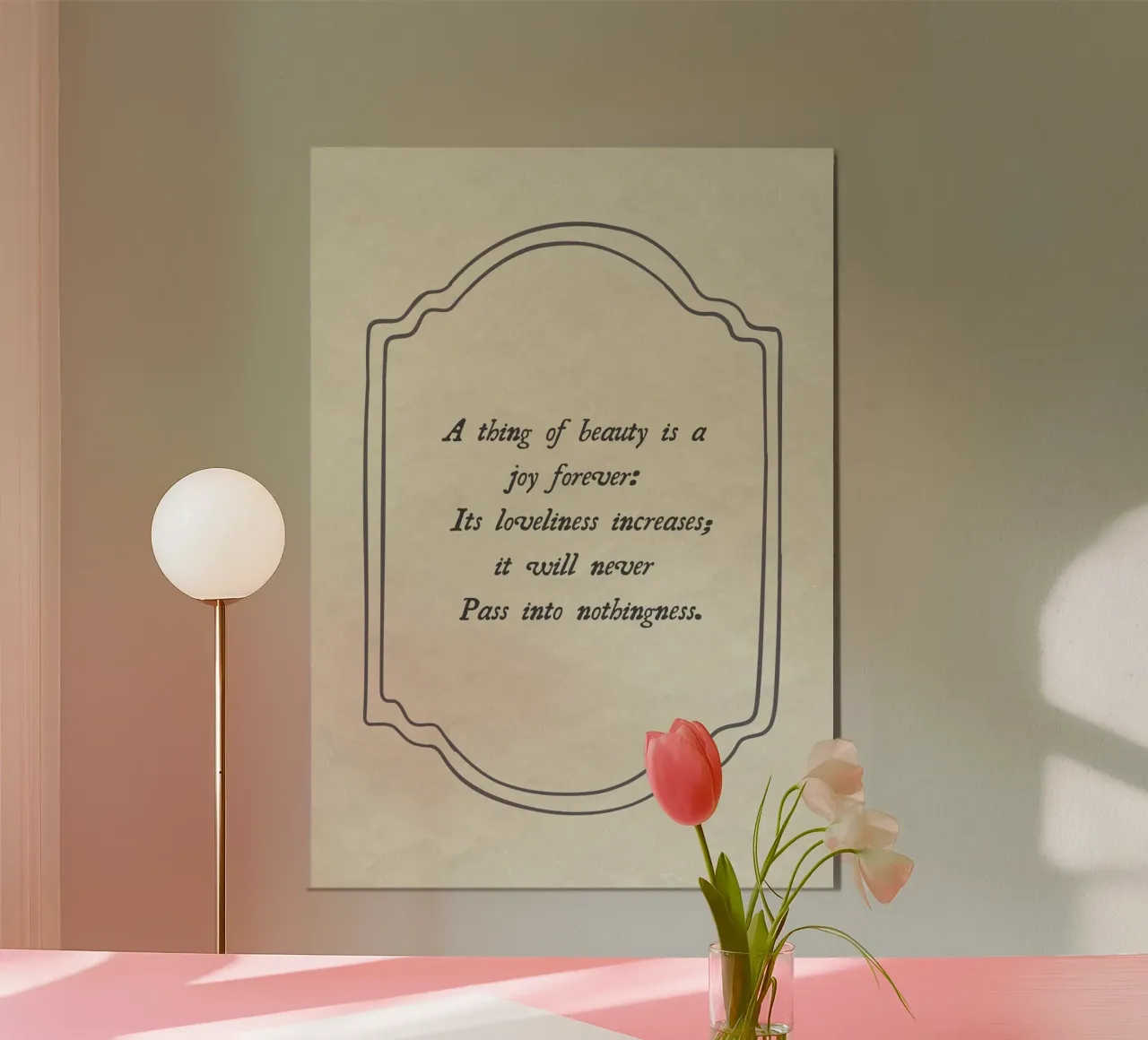 Poster con citazione di John Keats "A Thing of Beauty poster con telaio in alluminio da vintagepod
