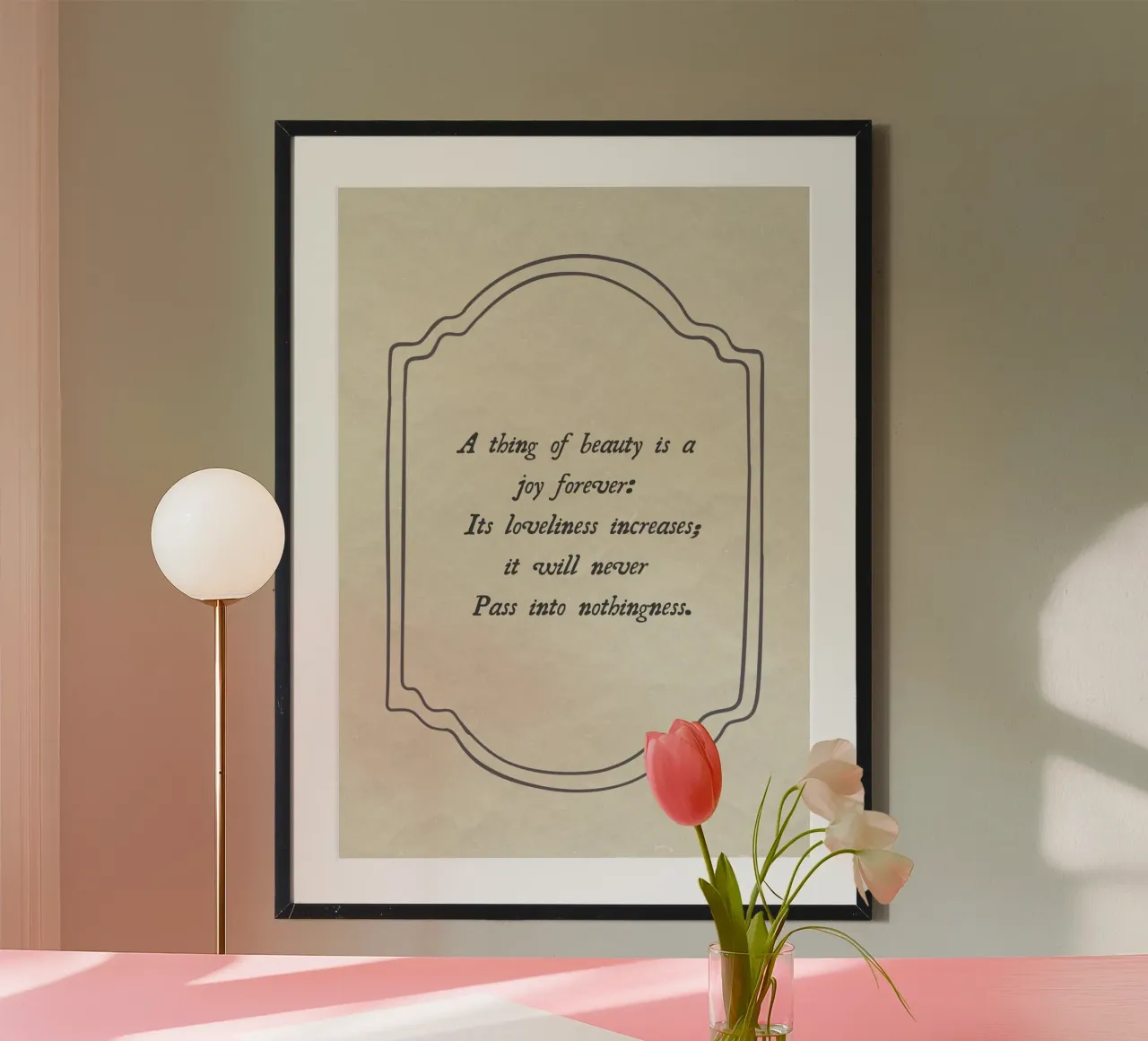 Poster con citazione di John Keats "A Thing of Beauty poster con telaio in alluminio da vintagepod