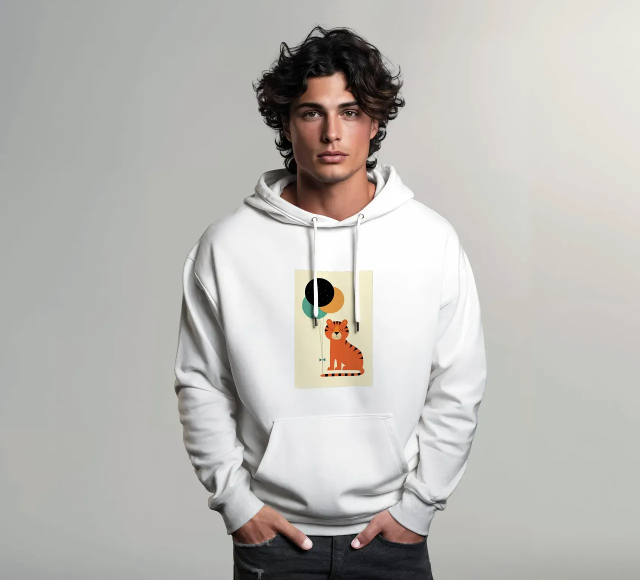 tigre che sorride carina felpa con cappuccio da frea shop