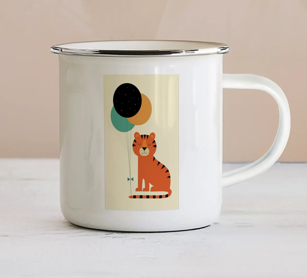 tigre che sorride carina tazza in smalto da frea shop
