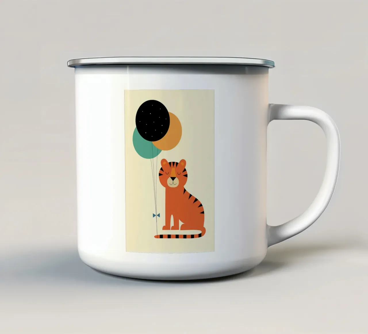 tigre che sorride carina tazza in smalto da frea shop