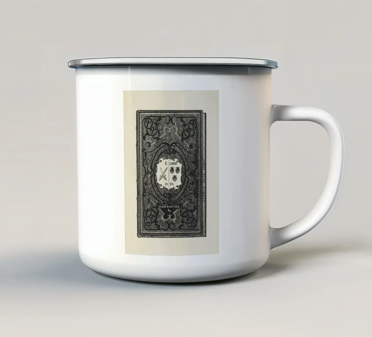 Poster d'epoca ex libris Dark Academia tazza in smalto da vintagepod