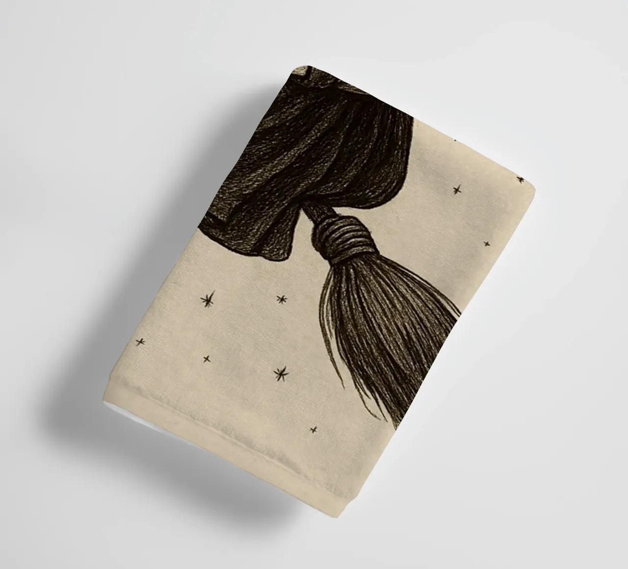 Witch Reading on Broomstick Dark Academia Art towel by vintagepod