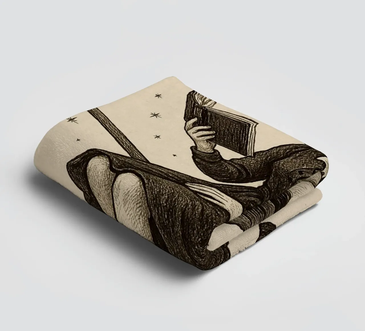 Witch Reading on Broomstick Dark Academia Art towel by vintagepod
