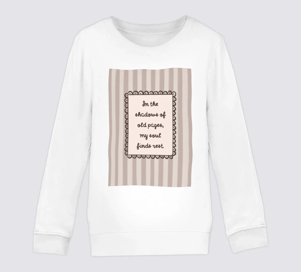 "In de schaduwen van oude bladzijden" Bookish Quote kinder sweatshirt van vintagepod