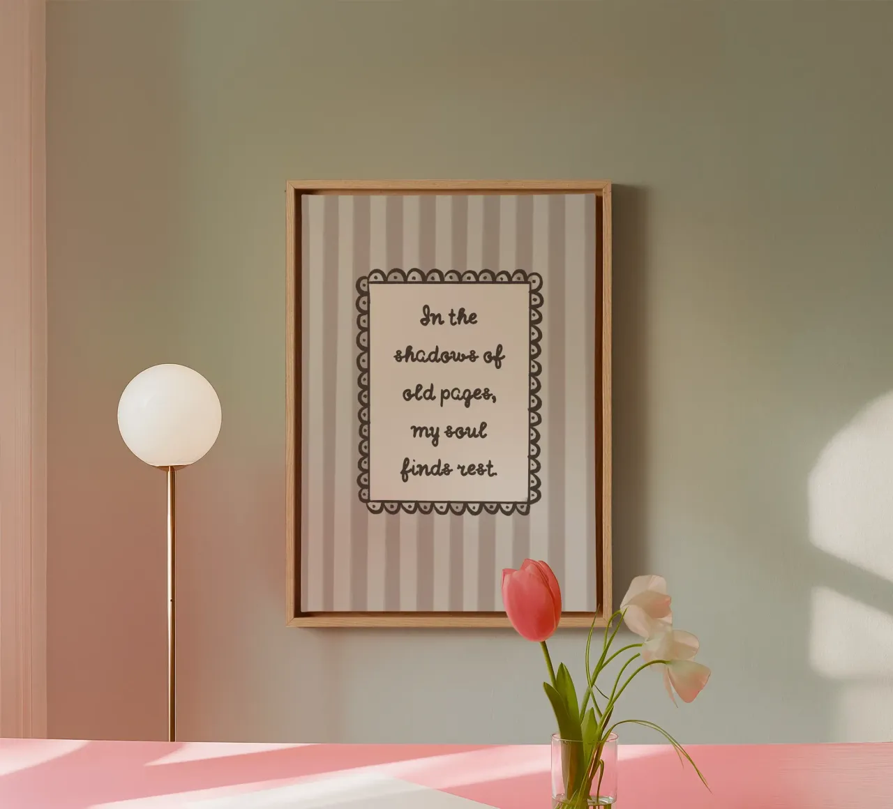 "In the Shadows of Old Pages" Bookish Quote canvas with Floater frame by vintagepod