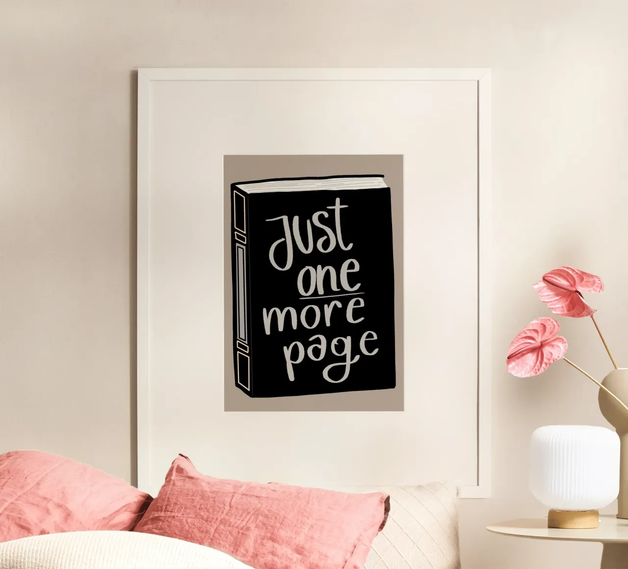 Affiche minimaliste "Juste une page de plus" pour les amoureux des livres poster de vintagepod