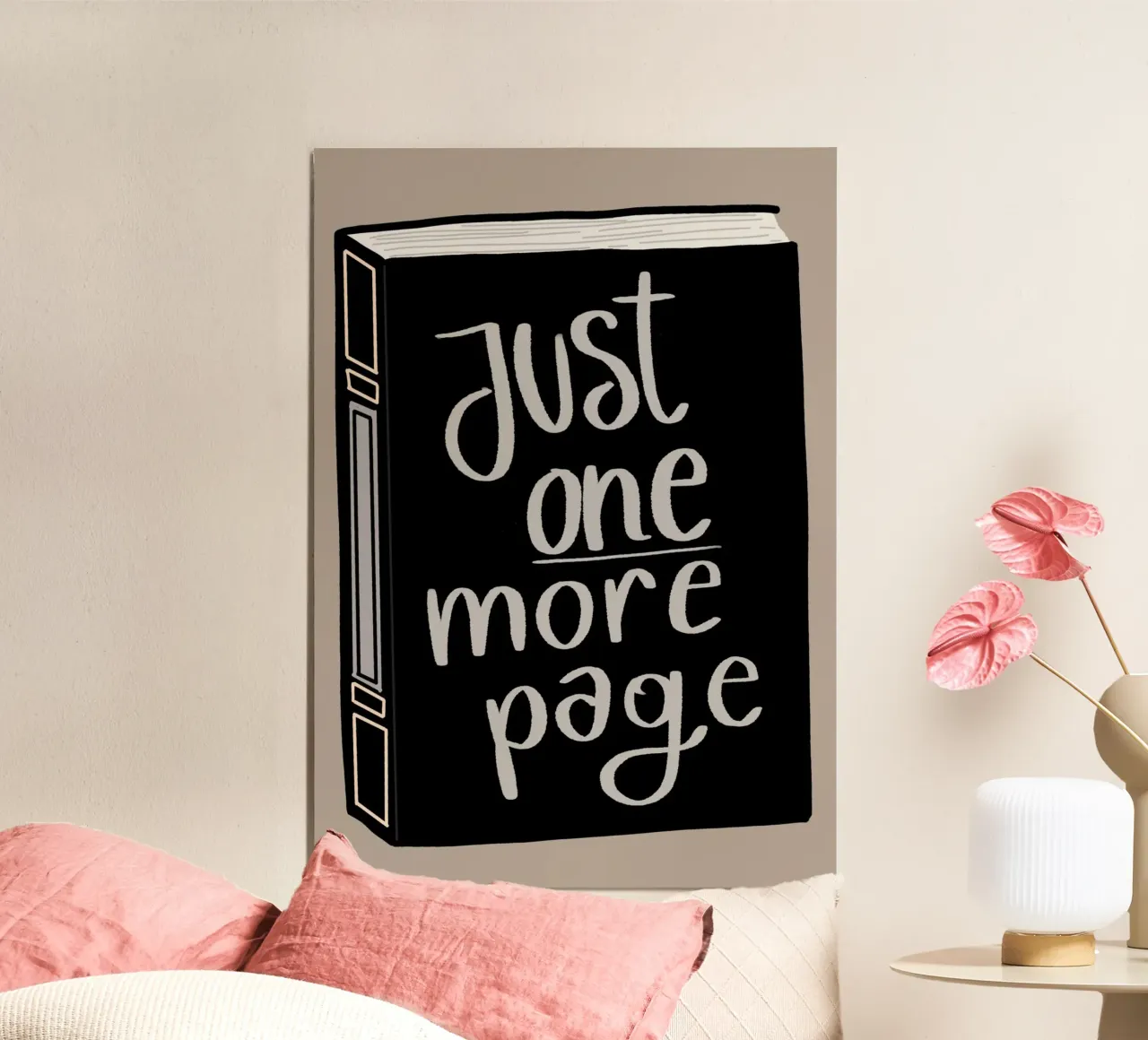 Affiche minimaliste "Juste une page de plus" pour les amoureux des livres poster de vintagepod