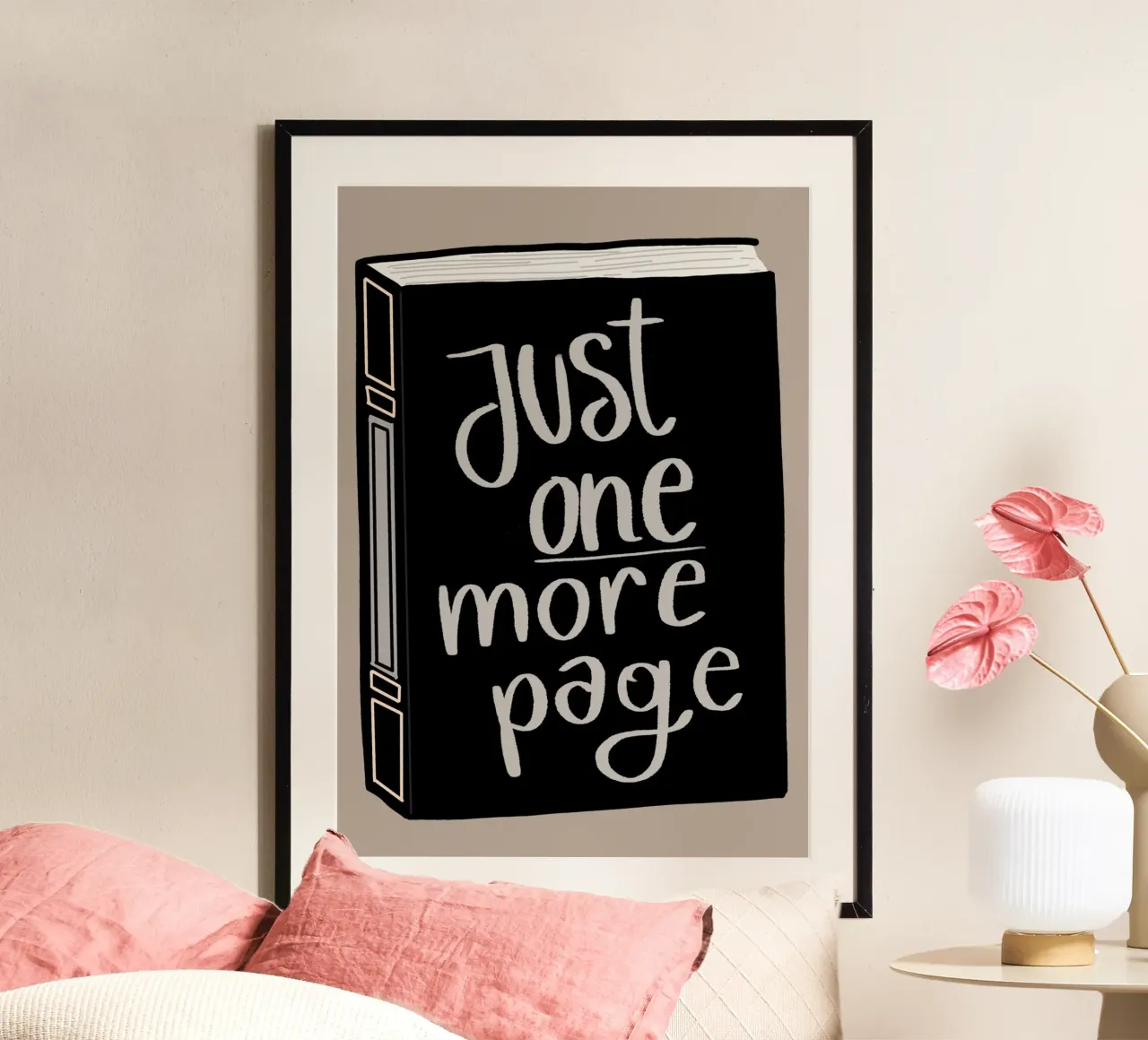 Affiche minimaliste "Juste une page de plus" pour les amoureux des livres poster de vintagepod