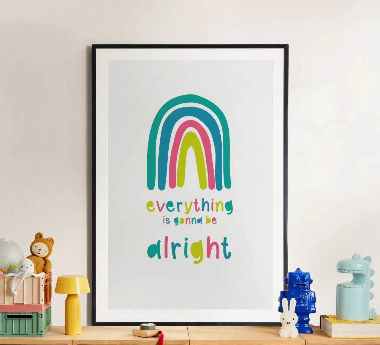 tutto bene poster con telaio in alluminio da Mia Nissen